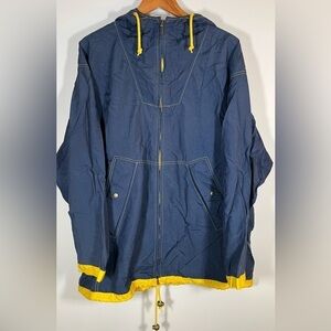 Vintage 90s Cabin Creek blue yellow anorak hooded sz L gorpcore preppy